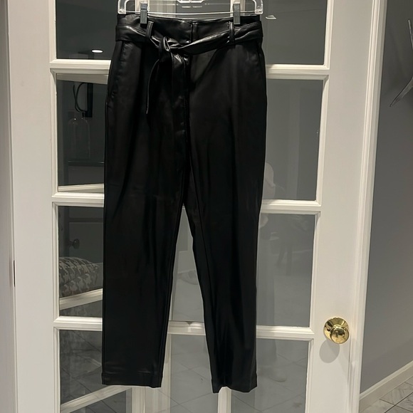 NWOT LOFT faux leather pants with belt Sz 2 - Picture 1 of 5